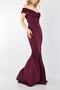 Purple Stretch Fabric Madonna Collar Slit Fish Cut Long Evening Dress 667 - 3