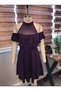 Purple Flexible Crepe Fabric Flounce Tulle Neck Detailed Mini Dress Evening Dress 58838 669 - 3