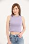 Women's Lilac Red Halter Neck 2 Piece Crop Blouse - 5