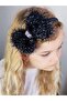 Special design large shiny glitter tassel bow stone crown women's children's crown black