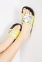 Women - Girls Welcome Home Cat Printed Anti-Slip Sole Beach Pool Outdoor Slippers Model Yellow - 3