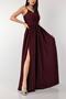 Purple Glitter Design Straps Slit Detail Long Dress 140998