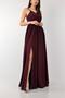 Purple Glitter Design Straps Slit Detail Long Dress 140998 - 4