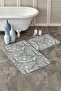 Gray Floor Pine Leaves Snowflakes Special Design 2-Piece Non-Slip Base Bathroom & Kitchen Mat Set - 2