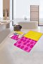 Pink Yellow Pop-art Motif 2-Piece Non-Slip Base Bathroom & Kitchen Mat Set - 3