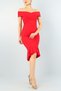 Red Color Cross Design Skirt with Flared Hem and Lining, Midi Length Evening Dress Gos-3