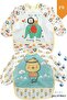 Lion and Chick Pattern Baby Food Bib with Sleeves and Pockets