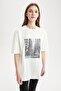 Relax Fit Photo Printed Short Sleeve T-Shirt - 3