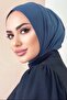 Snap Fastener Ready Scarf Shawl Hijap Indigo Color