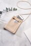 Women's Cream Beige Crossbody Bag with Small Pockets and Shoulder Strap, Minimal Phone Bag
