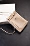 Women's Cream Beige Crossbody Bag with Small Pockets and Shoulder Strap, Minimal Phone Bag - 4