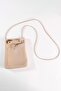 Women's Cream Beige Crossbody Bag with Small Pockets and Shoulder Strap, Minimal Phone Bag - 6
