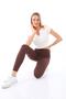Women's Brown Color Ribbed High Waist Leggings - 2