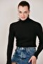 Women's Black Turtleneck Knitwear Sweater
