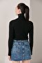 Women's Black Turtleneck Knitwear Sweater - 7