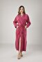 Women's Dusty Rose Collar Jacquard Bamboo Cotton Bathrobe