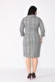 Women's Gray Plaid and Collar Button Detailed Dress - 5