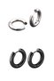 2 Pairs Steel Hoop Earrings for 1 Pair Price, Black, Silver - Perforated Ears Women Men Unisex