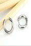 2 Pairs Steel Hoop Earrings for 1 Pair Price, Black, Silver - Perforated Ears Women Men Unisex - 3
