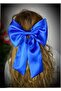 Large Luxury Satin Bow Cobalt Blue Automatic Clip Buckle Women And Children