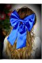 Large Luxury Satin Bow Cobalt Blue Automatic Clip Buckle Women And Children - 2