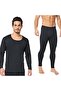 Men's Black Thermal Suit Underwear Bottom Top Long Sleeve