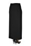 Women's Hijab Side Buttoned Closed Slit Long Plain Black Pencil Skirt - 2