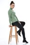 Hair Braided Turtleneck Knitwear Sweater - Mint Green - 4