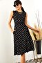 Women's Black Polka Dot Pocketed Flared Dress ELB-19000480 - 4