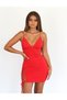 Red Mini Dress with Flexible Submersible Fabric Straps, Chest and Leg Low-cut 379 - 4