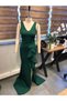 Green Flexible Fabric U-Neck Evening Dress and Graduation Dress with Flounce Waist Detail Slit 582054 676 - 2