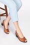 Women's Tan Genuine Leather Stylish Heeled Sandals - 2