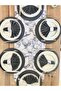 American Service, White Marble 6 Plates, 6 Napkins, 6 Napkin Rings and Runner Tk4 - 3