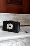 Black Satin Evening Dress Box Bag with Stones