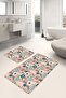 Powder Floor Tropical Flowers Digital Printed 2-Piece Non-Slip Base Bathroom & Kitchen Mat Set