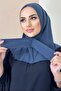 Snap Fastener Ready Scarf Shawl Hijap Indigo Color - 2