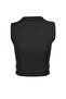 Siyah Fitted/Vücuda Oturan Polo Yaka Crop Esnek Örme Bluz TWOSS22BZ0335 - 8