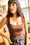 Women's Bitter Coffee Strap Frilly Lycra Camisole Blouse BLZ-19000920 - 4