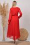 Women's Red Baby Shower Chiffon Maternity Dress Hml003 - 6
