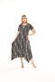Plus Size Women's Relaxed Cut Patterned Short Sleeve Asymmetrical Viscose Combed Cotton Dress - 3