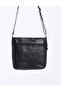 Genuine Leather Medium Size Black Cross Strap Shoulder Bag - 3