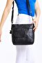 Genuine Leather Medium Size Black Cross Strap Shoulder Bag - 4