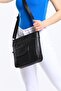 Genuine Leather Medium Size Black Cross Strap Shoulder Bag - 6