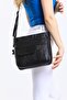 Genuine Leather Medium Size Black Cross Strap Shoulder Bag - 7