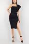 Flexible Black Scuba Fabric Stylish Midi Length Evening Dress Graduation Dress Emr-581705 618