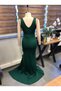 Green Flexible Fabric U-Neck Evening Dress and Graduation Dress with Flounce Waist Detail Slit 582054 676 - 3