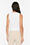 Ekru Bisiklet Yaka Crop Triko Bluz TWOSS21BZ0098 - 5