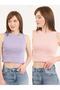 Women's Lilac Halter Neck 2-Piece Crop Blouse