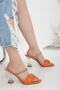 Women's Thin Transparent Heeled Muaddi Slippers Orange