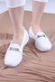 Women's White Color Flexible Faylon Sole Full Orthopedic Buckle Daily Sports Ballerina Shoes Ser-1045 - 2
